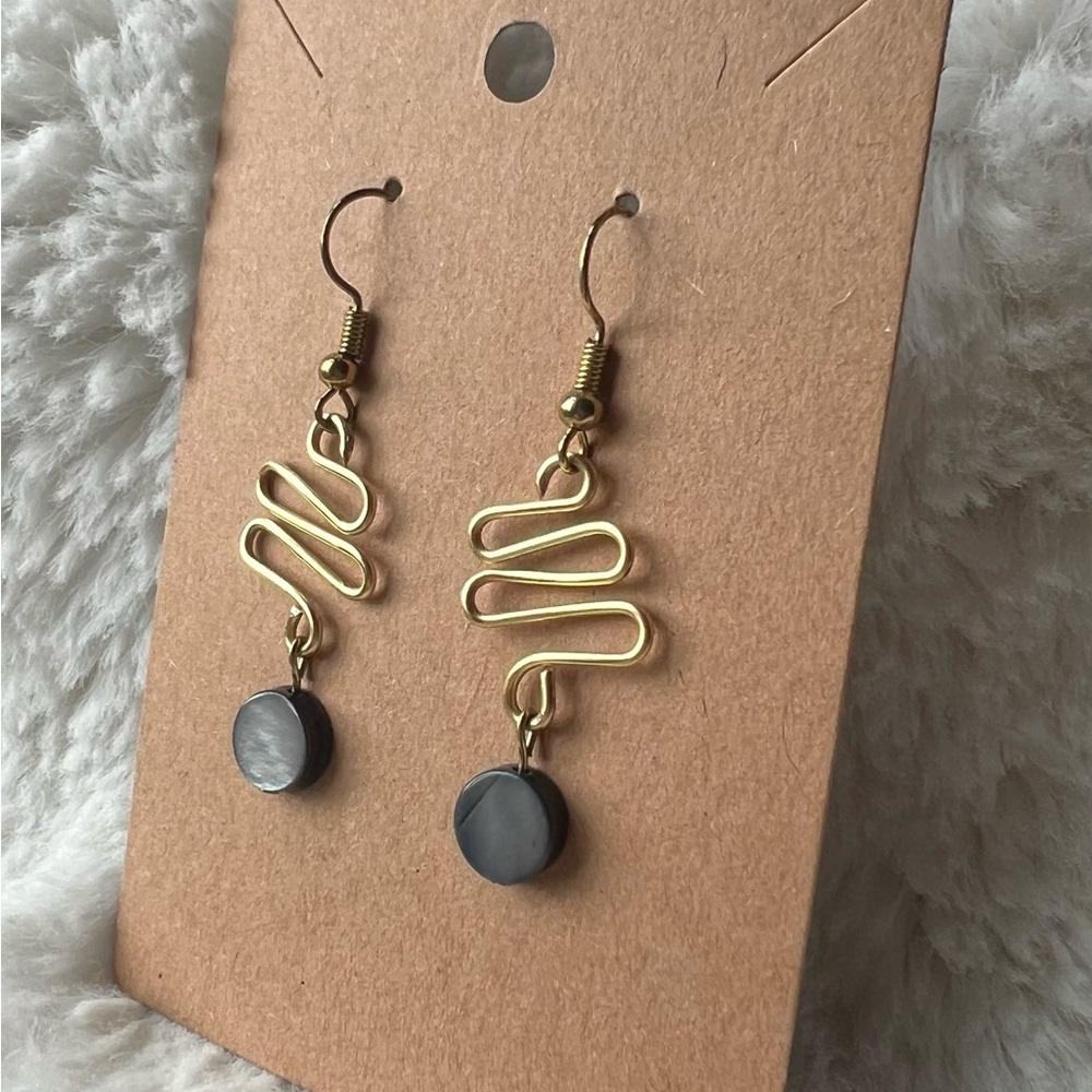 Chic Gold and Blue/Gray Swirl Earrings